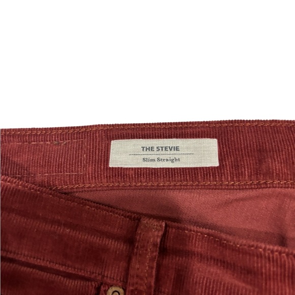 AG Adriano Goldschmied Women's 28 The Stevie Slim Straight Red Corduroy - Picture 7 of 11
